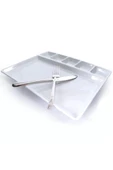 abnturk 3 Adet Kırılmayan Kahvaltı Sunum Tabağı 33x26cm Kahvaltılık 6 Bölme Sağlıklı Malzeme Tabldot Tepsisi - 3