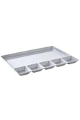 abnturk 3 Adet Kırılmayan Kahvaltı Sunum Tabağı 33x26cm Kahvaltılık 6 Bölme Sağlıklı Malzeme Tabldot Tepsisi - 4