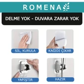 Yeni Tasarım Askılı, Delme Yok, Yapışkanlı, Ayarlanabilir, Krom El Duşu Tutacağı, Duş Mafsalı R5011-K - 3