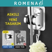 Yeni Tasarım Askılı, Delme Yok, Yapışkanlı, Ayarlanabilir, Krom El Duşu Tutacağı, Duş Mafsalı R5011-K - 1