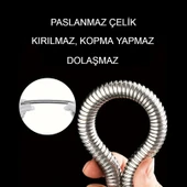 Europe 150 Cm Çift Kenetli, Sık Örgülü Parlak Krom Çelik Fıskiye Hortumu VS-204 - 4