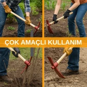 Bahçe Çapa Kazma Toprak Havalandırma Yabani Ot Temizleme Profesyonel Ergonomik Ahşap Kırmızı 40 CM - 4