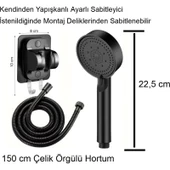 Jet Özellikli Duş Seti | Hortum+Yapışkanlı Askı Aparatı + El Duşu | R1002-S - 2