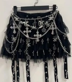 Mini Etek, Zincir Detaylı Mini Etek, Punk Etek, Gotik Etek, Kemerli Etek - 2