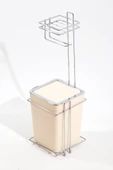 Çöp Kovalı Tuvalet Kağıtlığı ve Çöp Kovası Krem - 2