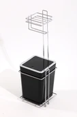 Çöp Kovalı Tuvalet Kağıtlığı ve Çöp Kovası Siyah thumbnail 2
