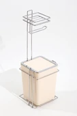 Çöp Kovalı Tuvalet Kağıtlığı ve Çöp Kovası Krem - 3