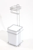 Çöp Kovalı Tuvalet Kağıtlığı ve Çöp Kovası Beyaz thumbnail 2