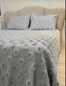 Ponpon 3 Parça Çift Kişilik Yatak Örtüsü - 4