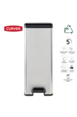 CURVER DecoBin Slim 40L Metal Görünümlü, Yumuşak kapanan, Pedallı, 1. Sınıf Plastik, Çöp Kovası - 1