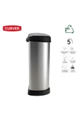 CURVER Decobin Push 40l Metal Görünümlü Çöp Kovası - Dokunmatik, Yumuşak Kapanan, 1. Sınıf Plastik - 4