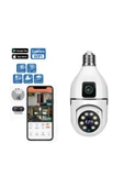 TEKNOMAĞAZAM Çift Lens Ampul Wifi Kamera Gece Görüş İki Yönlü Ses AI İnsan Algılama - 4