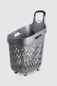 Tekerlekli Market Sepeti (Tekerlekli Alışveriş Sepeti Yeşil Saplı ) 73 L Gri thumbnail 1