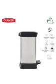 CURVER DecoBin 30L Metal Görünümlü, Yumuşak kapanan, Pedallı, 1. Sınıf Plastik, Çöp Kovası - 6