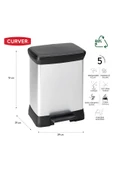 CURVER DecoBin 30L Metal Görünümlü, Yumuşak kapanan, Pedallı, 1. Sınıf Plastik, Çöp Kovası - 1