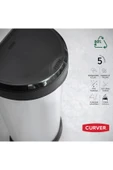 CURVER Decobin Push 40l Metal Görünümlü Çöp Kovası - Dokunmatik, Yumuşak Kapanan, 1. Sınıf Plastik - 3