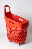 Tekerlekli Market Sepeti (Tekerlekli Alışveriş Sepeti Kırmızı Saplı ) 73 L Kırmızı thumbnail 2