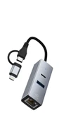 3 Portlu Ağ ve Veri Adaptörü: RJ45 LAN + USB 3.0 + Type-C Girişli | Metal Kasa - 1