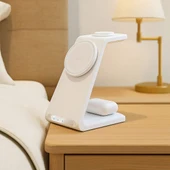 Iphone Airpods Watch / Android 3-in-1 Uyumlu Kablosuz Wireless Şarjlı Standı Aİr-AW1 - 20w thumbnail 3