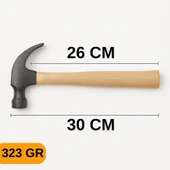 Beylini 320GR Profesyonel Ahşap Saplı Claw Çekiç 12 cm Çelik Baş Ergonomik Çivi Sökme Çakma Ergonomik Dayanıklı - 5