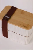 Zebra 2'li Bambu Kapaklı Lunch Box - 0,5 Lt + 0,5 Lt - Saklama Kabı - 2