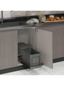 Starax S-2573-A Teleskopik Raylı Plastik 16 Lt. Gri Çöp Kovası - 2