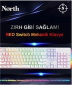 North Shield White Red Switch Türkçe Q RGB Beyaz Mekanik Gaming Klavye - 4