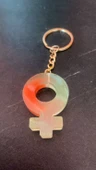 Rengarenk Kadın Sembol Anahtarlık Gold Aksesuarlı El Yapımı Epoksi Hediyelik - 6