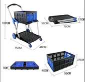 Çok Amaçlı Fonksiyonel 2 katlı Kasalı Katlanabilir Depolama Alışveriş Arabası thumbnail 9