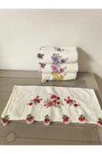 Peacock Küpeli İşlemeli El Havlusu Çeyizlik Nakışlı 50x90 - 9