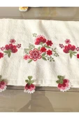 Peacock Küpeli İşlemeli El Havlusu Çeyizlik Nakışlı 50x90 - 10