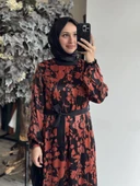 Misswhence Desenli Cupra İpek Elbise 37832 - 9