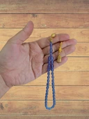 ATEŞ KEHRİBAR TESBİH MAVİ RENK KAPSÜL KESİM HEDİYE T-834 - 1