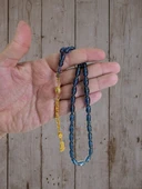 ATEŞ KEHRİBAR TESBİH MAVİ RENK BEYZİ KESİM HEDİYE T-835 - 2