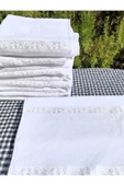 Peacock 6 Adet Etamin Boşluklu , Premium Beyaz Havlu Lüks (EL IŞİ HAVLUSU) 2500 gr - 4
