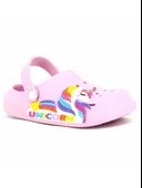 Calx Kız Çocuk Unicorn Figürlü Kaydırmaz Rahat Tabanlı Havuz - Plaj - Tatil - Bahçe Cross Terlik Sandalet - 1