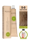 RENNA Bitkisel Saç Boyası 5-0 Açık Kahve 60 Ml - Oksidan Hediyeli (%100 Amonyaksız) - 1