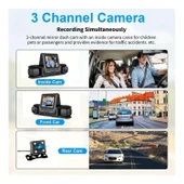 360° Kapsama Sunan GLRTECH Araç Kamerası – 3 Lensli, Full HD, Park Monitörü, Gece Görüş, Hareket Sensörü - 4