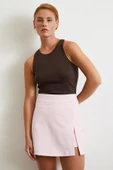 Yırtmaçlı Şort Etek Pembe - 3
