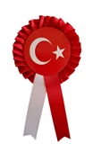 yıldızkurdelaankara TÜRK BAYRAGI SATEN KOKART ROZET 25 ADET - 1