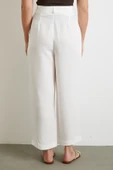 Çift Pileli Keten Pantolon Krem thumbnail 6