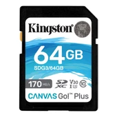 Kingston SDG3-64GB 64GB SDXC Canvas Go Plus 170R C10 UHS-I U3 V30 Hafıza Kartı - 1