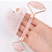 Efsoon Organics Pembe Kuvars Gua Sha Doğal Taş Masaj Aleti Yüz Vücut Masaj Taşı Seti - 1