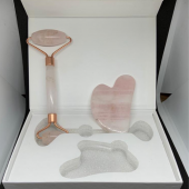 Efsoon Organics Pembe Kuvars Gua Sha Doğal Taş Masaj Aleti Yüz Vücut Masaj Taşı Seti - 3