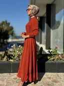 Misswhence Çizgili Cupra İpek Elbise 36820 - 3