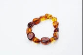 Fosilli  Doğal Kesim Damla Kehribar Yetişkin Bileklik thumbnail 1