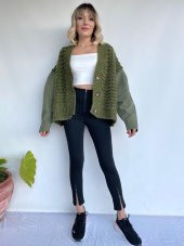 Kadın Örme Haki Triko Hırka - 7