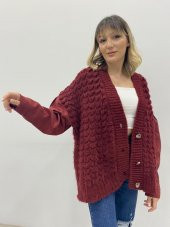 Kadın Örme Bordo Triko Hırka - 3