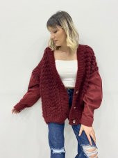 Kadın Örme Bordo Triko Hırka - 6