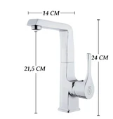 LAVABO BATARYASI KROM BANYO MUSLUK AĞIR PRİNÇ YÜKSEK GÖVDE DÖNER BORU MODERN LÜKS ARMATÜR GÜMÜŞ GRİ - 5